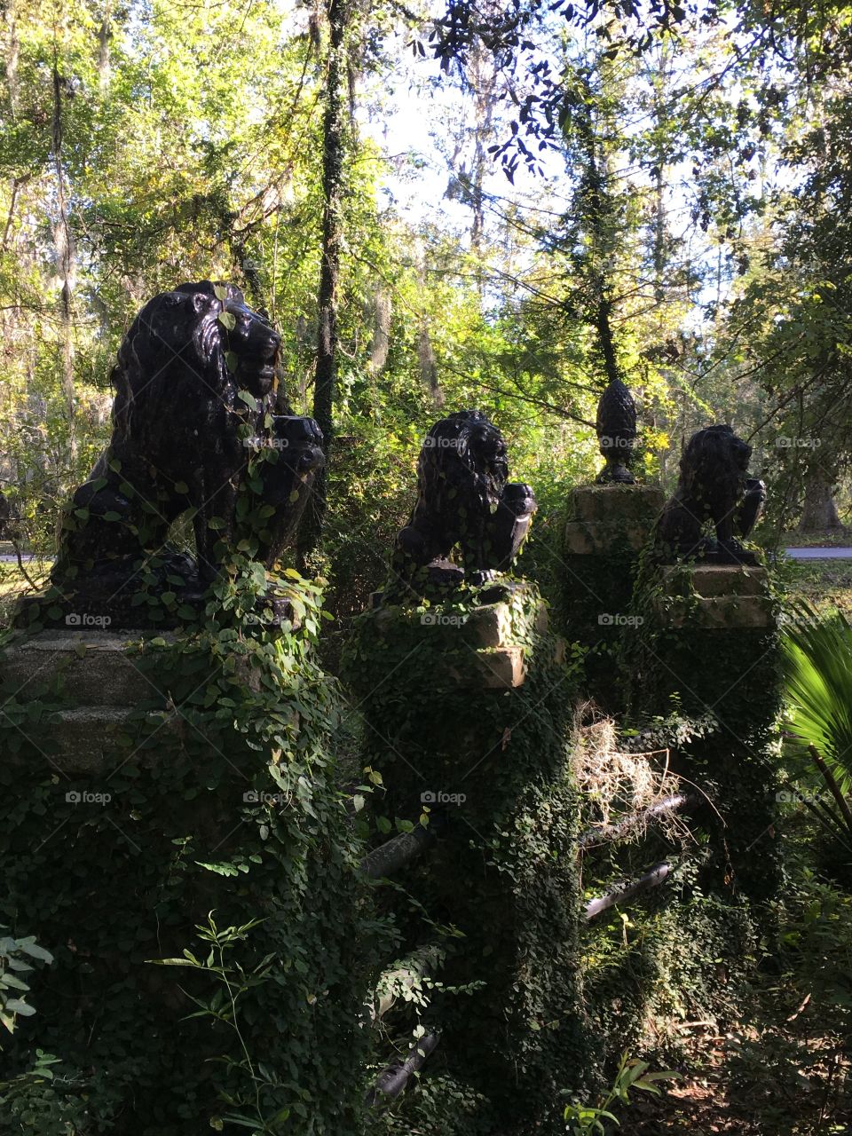 South Carolina, Charleston, plantation, sculpture, lion, 