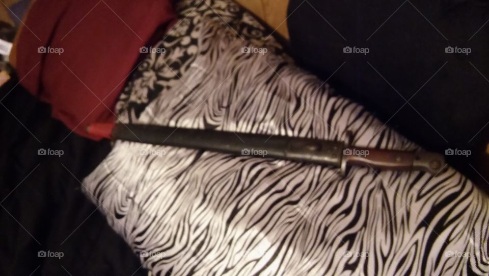 sword on zebra print