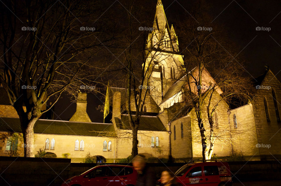 nottingham trees church night by richnash82