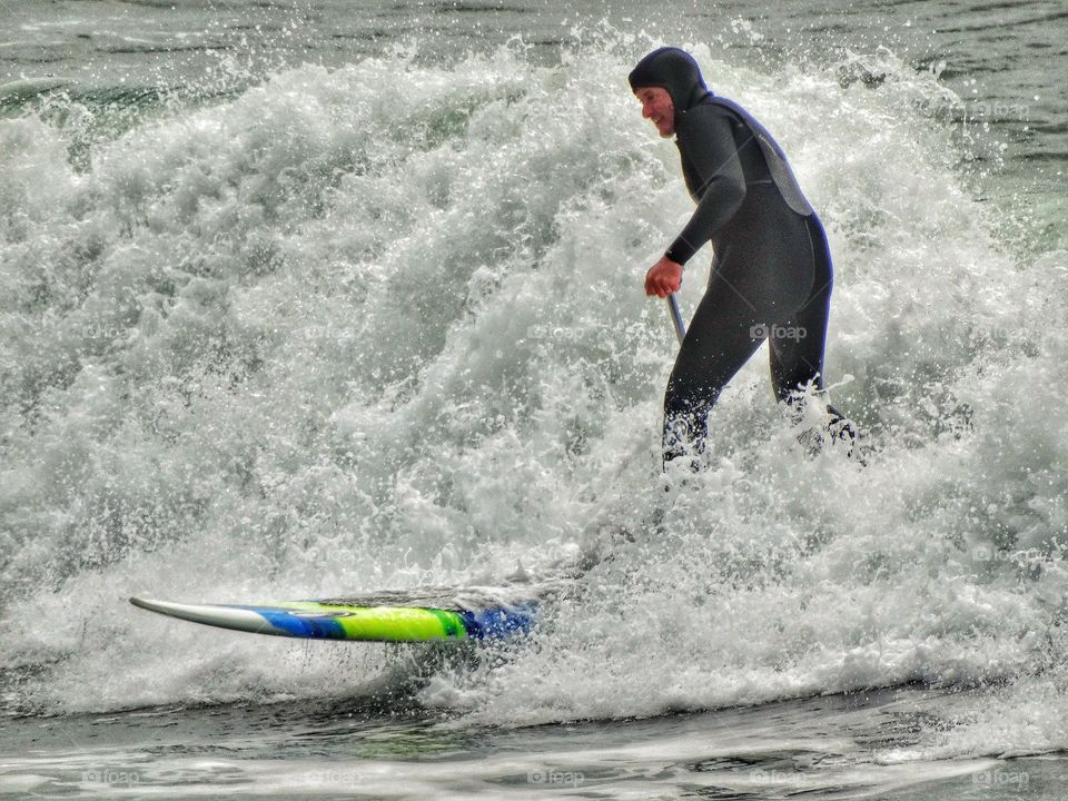 Paddleboard On Ocean Waves