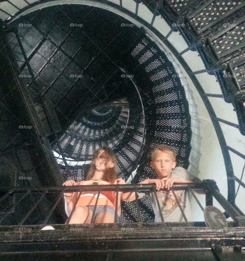 spiral stairs.. looking up in a lighthouse