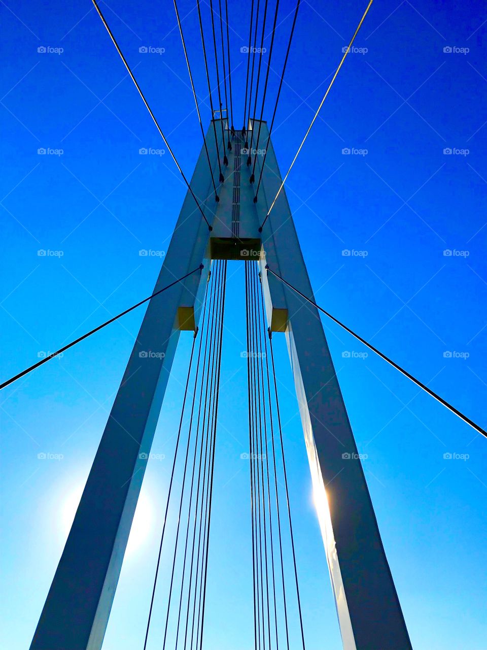metal construction on blue sky background