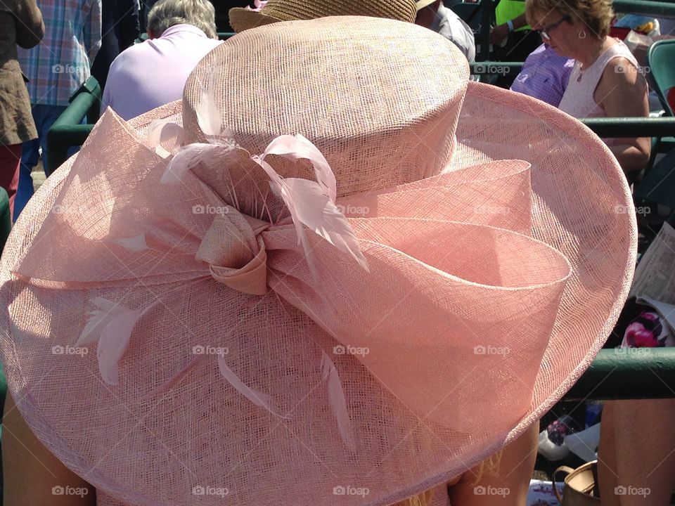 Pink Kentucky oaks hat