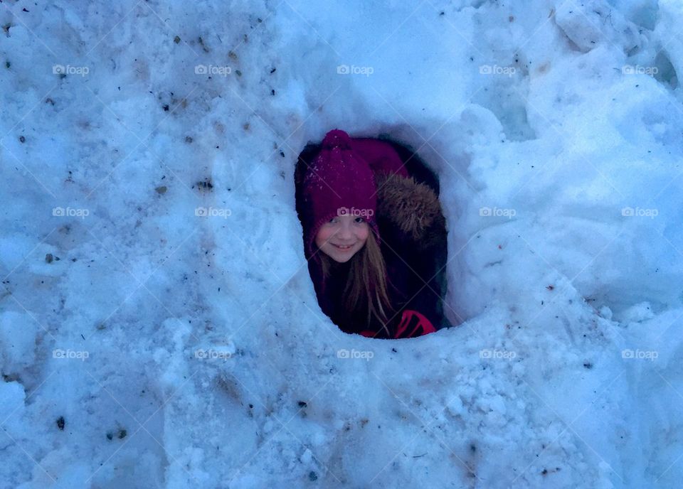 Girl in snowcave