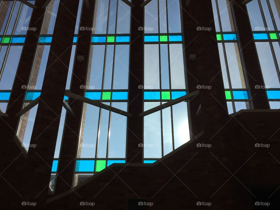 The stained glass window of Catlett Music Center