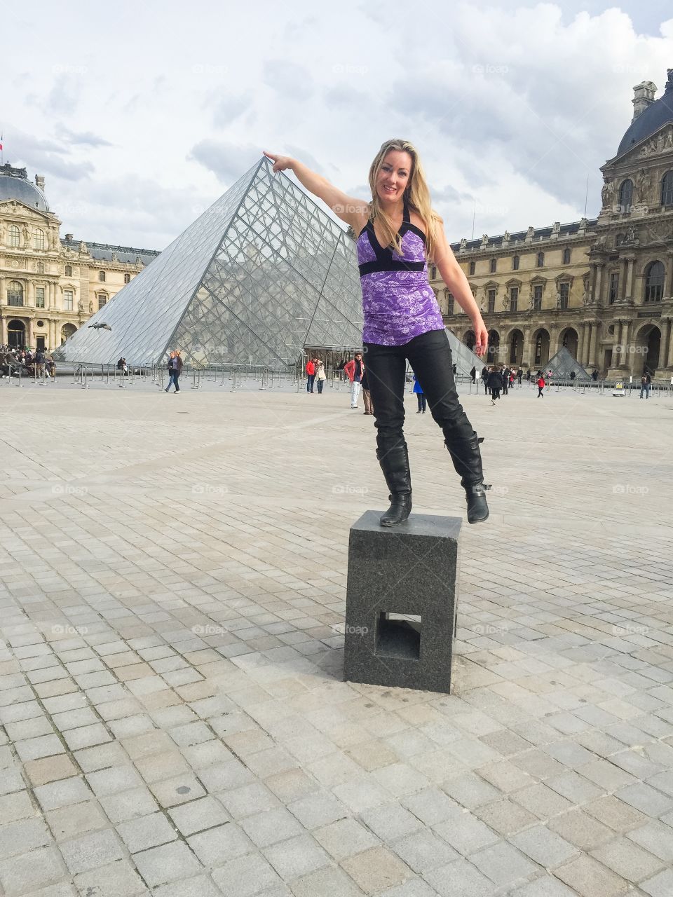 Tourist Woman at Louvren in Paris France.