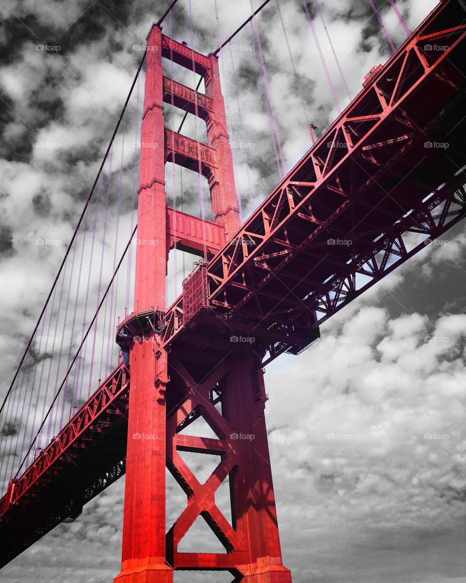 Taken on a boat below the Golden Gate Bridge