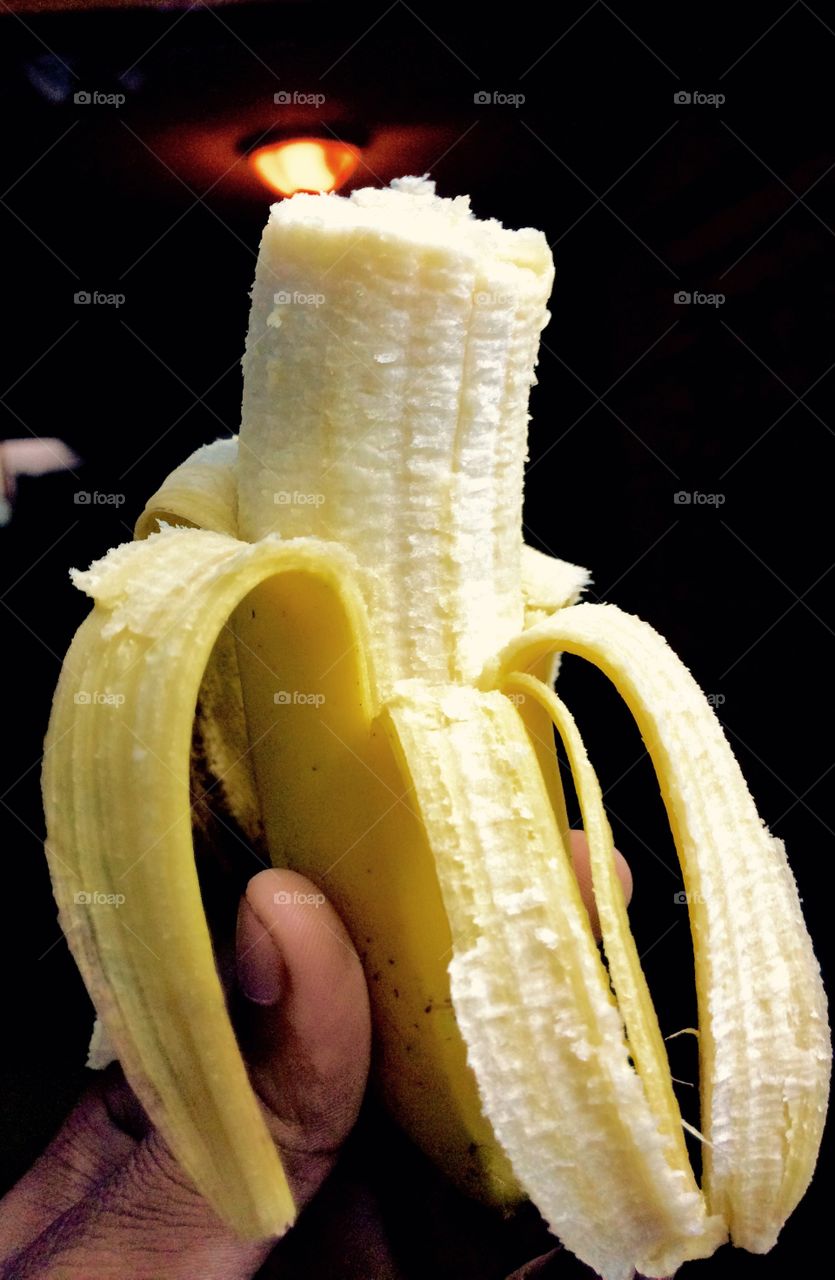 Close-up of eaten banana