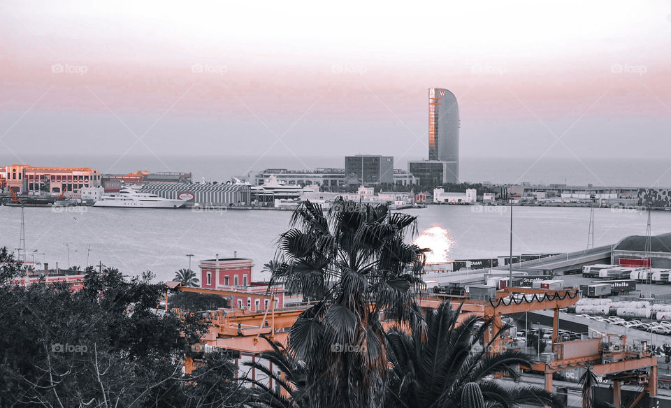 Landscape of Barcelona beach 