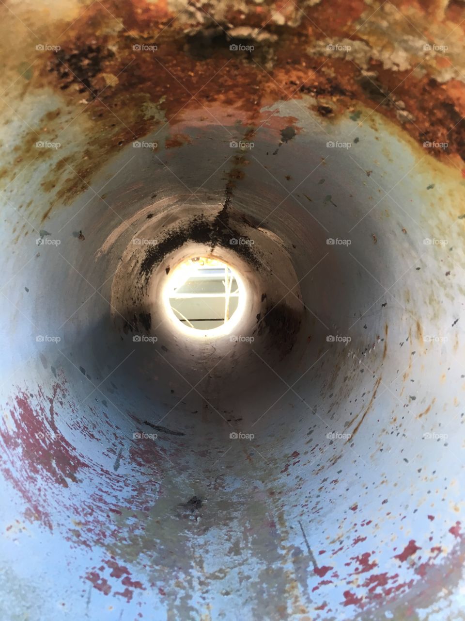 Inside the rusted pipe