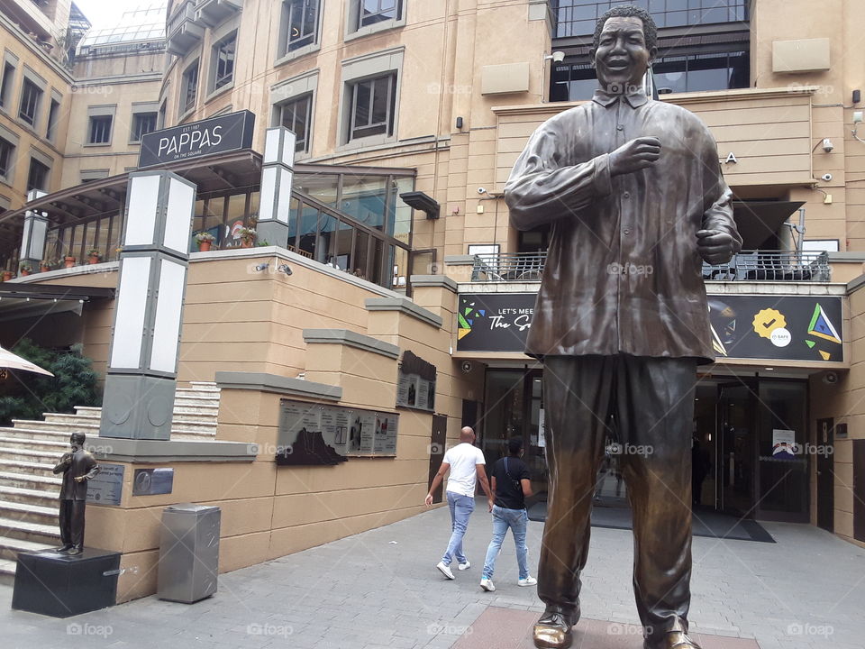 Nelson Mandela statue outside the complex
