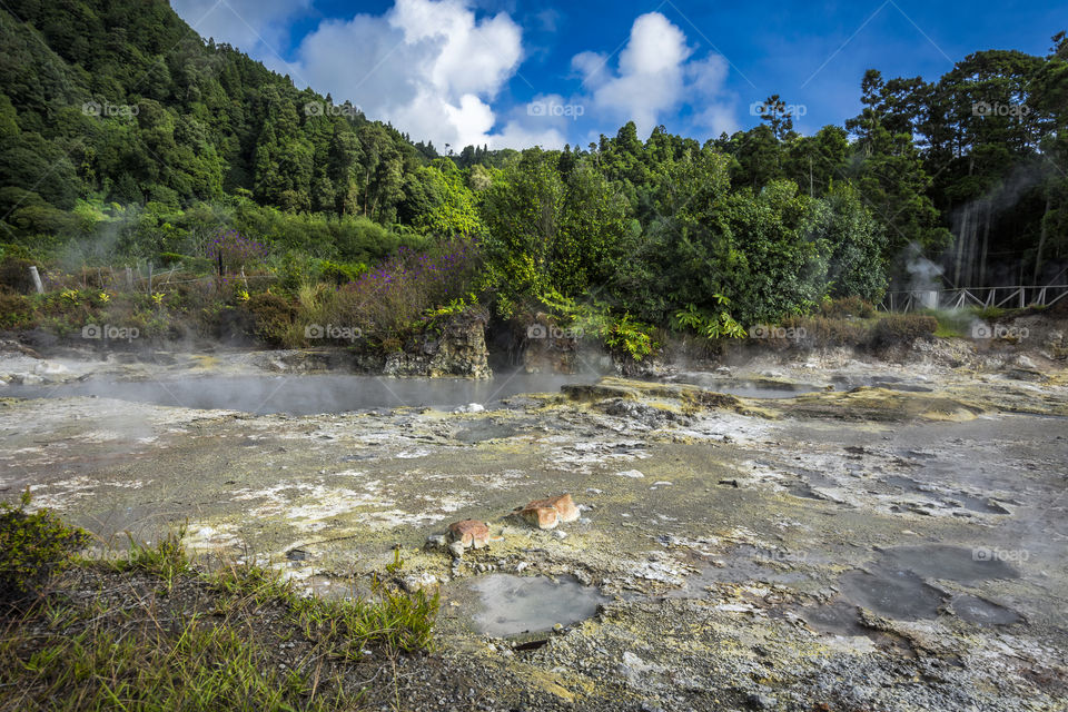 Walking around Lagoa da Furnas, Sao Miguel island, Azores, Portugal.