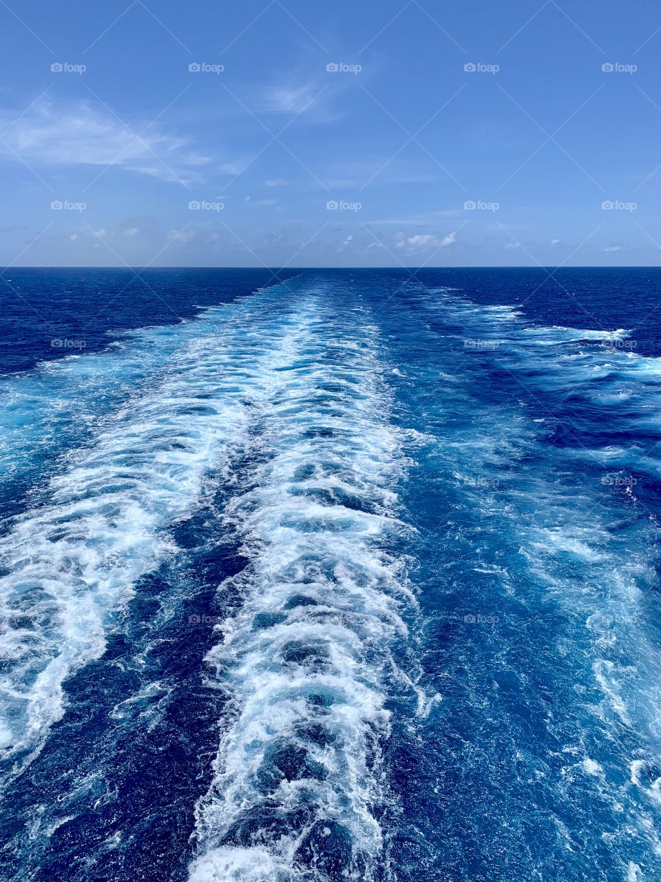 Ship's Trail in the Pacific Ocean