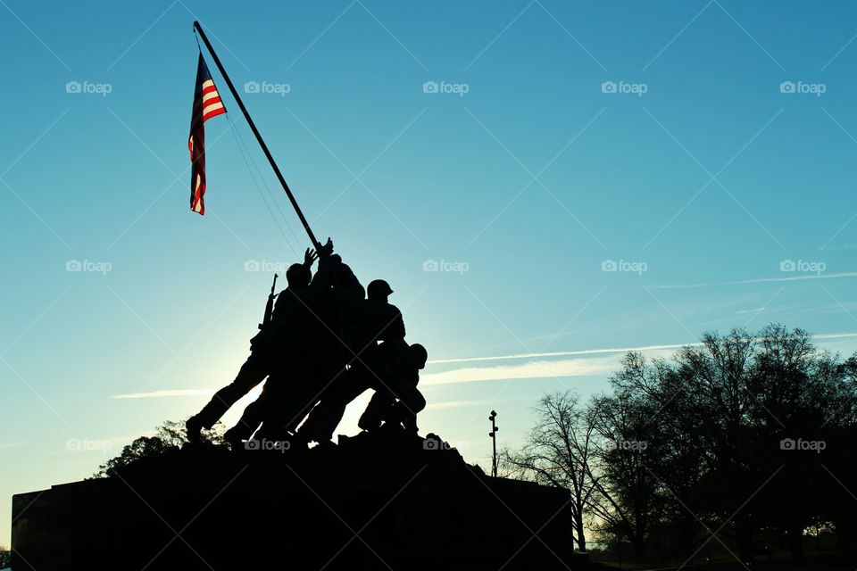 Marine Corps Memorial. A beautiful shot of this memorial in the early morning.