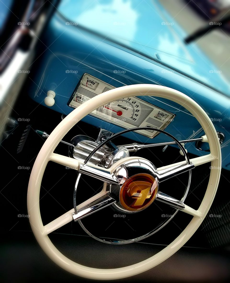 blue car interior