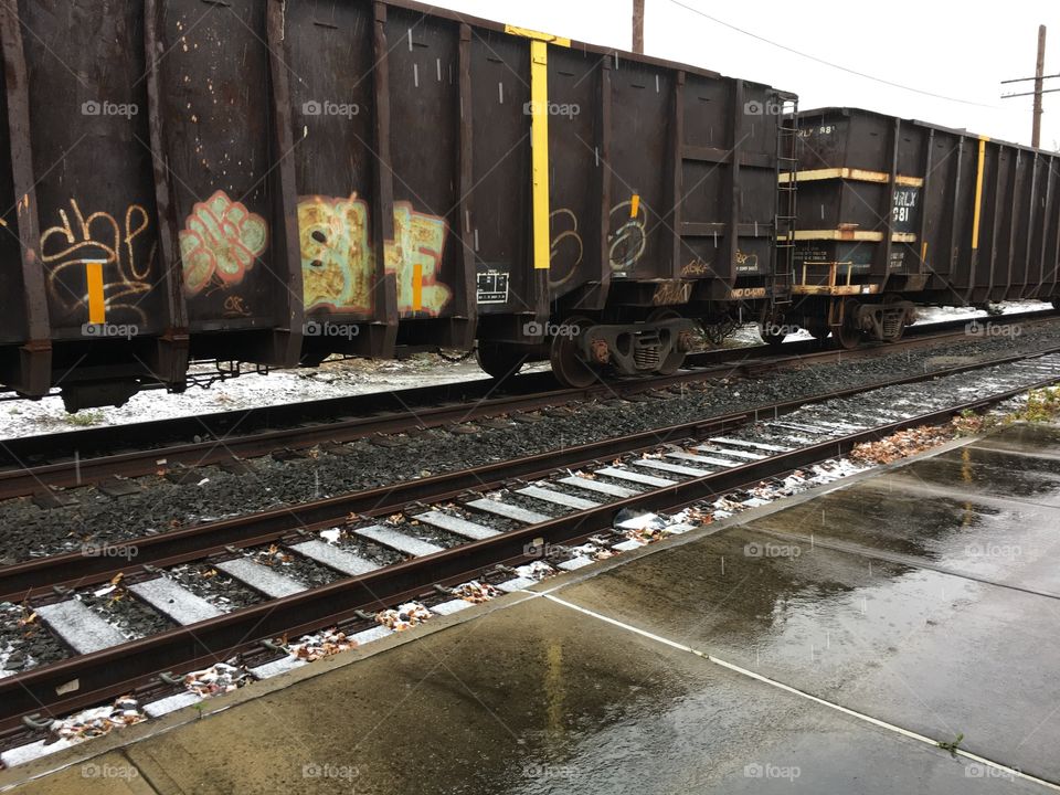 Train in the rain