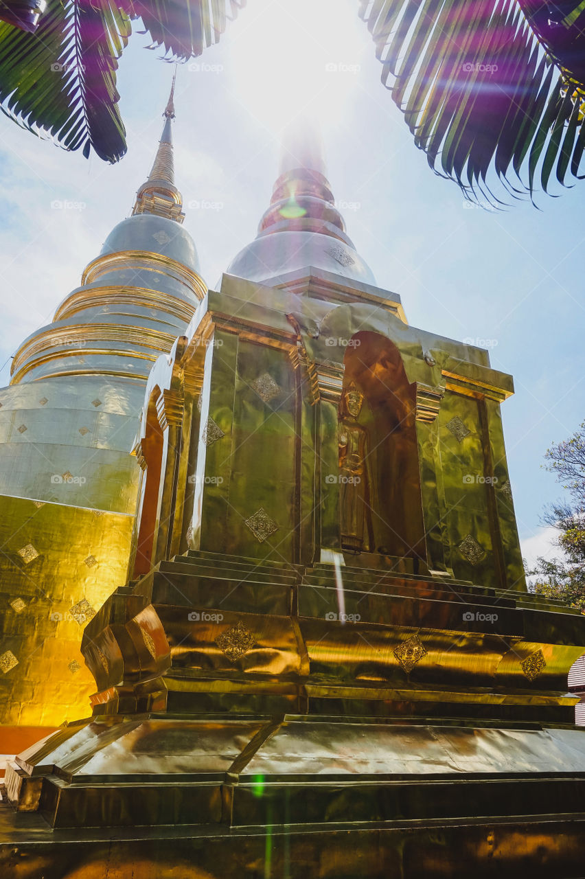 Golden stupa at Wat Phra Singh in Chiang Mai, Thailand 