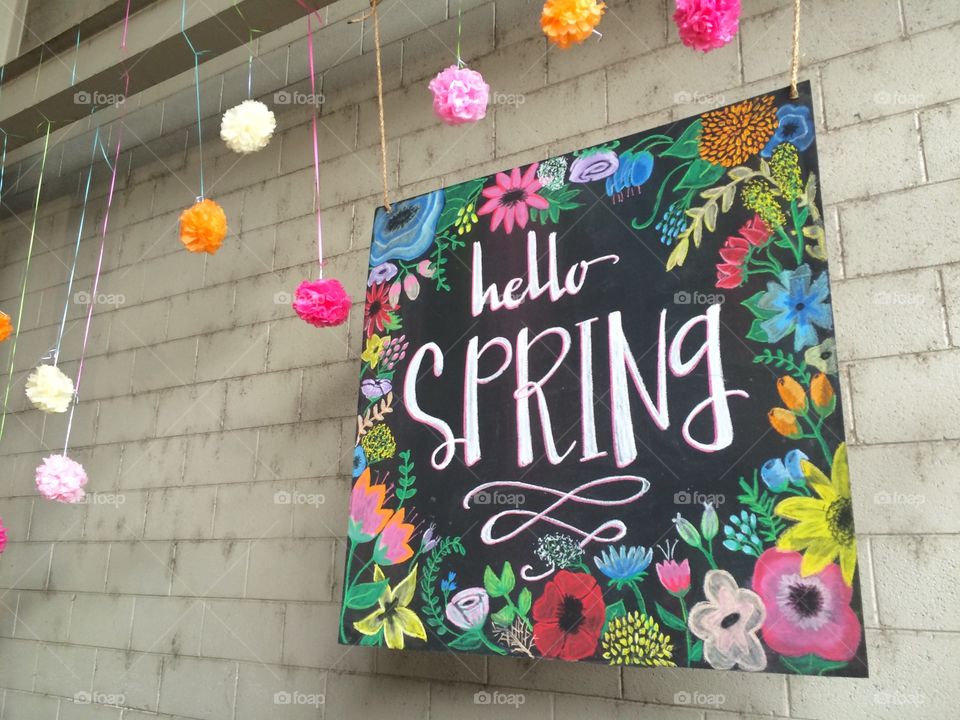 Hello Spring!. Cute, springy sign at Vintage Lynchburg