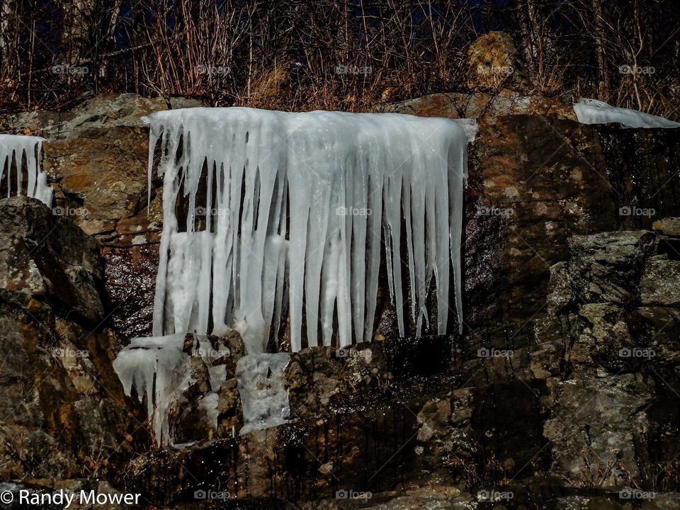 Frozen "waterfalls" in the mountains along skyline drive