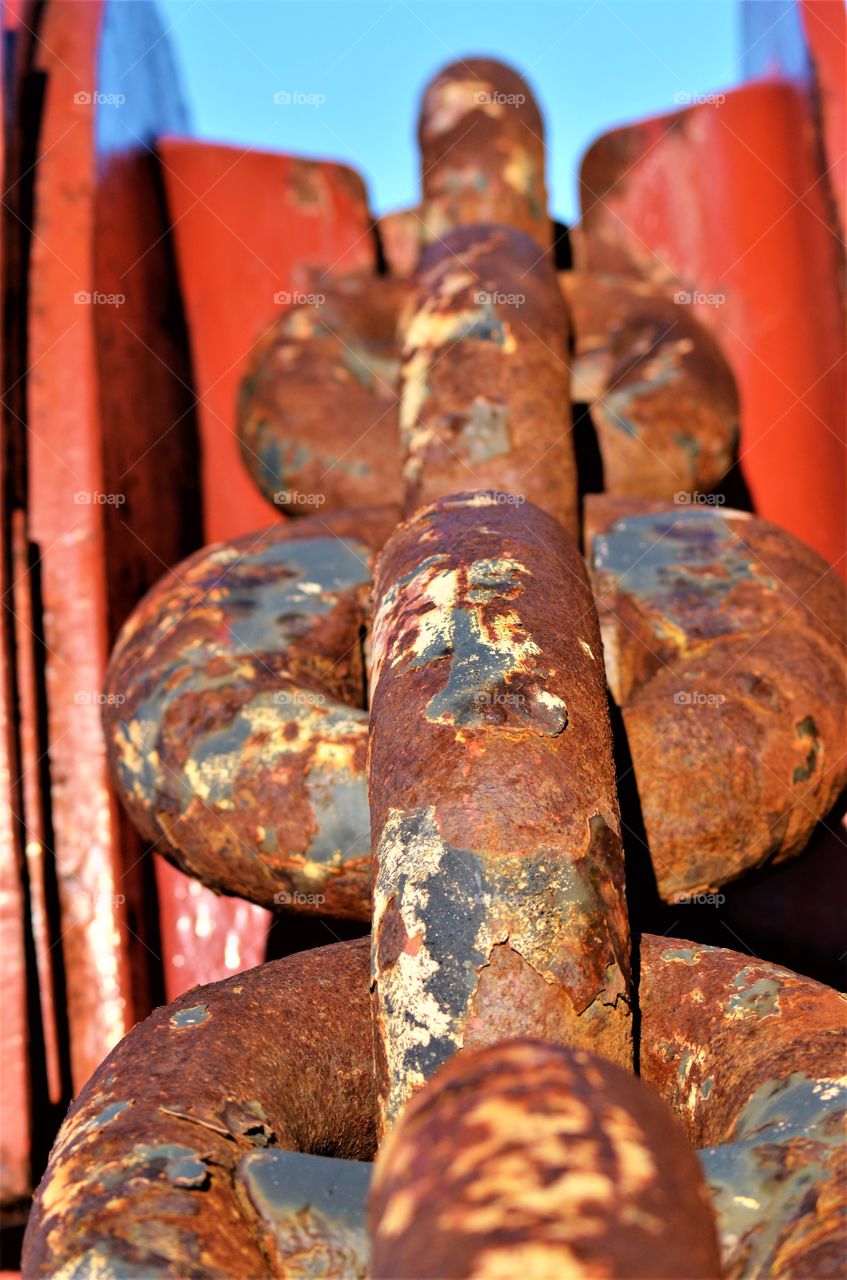 Anchor chain of container ship