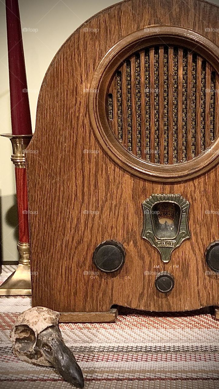 Vintage, old time radio. It takes you back to a simpler time. It looks good in your home, too. 