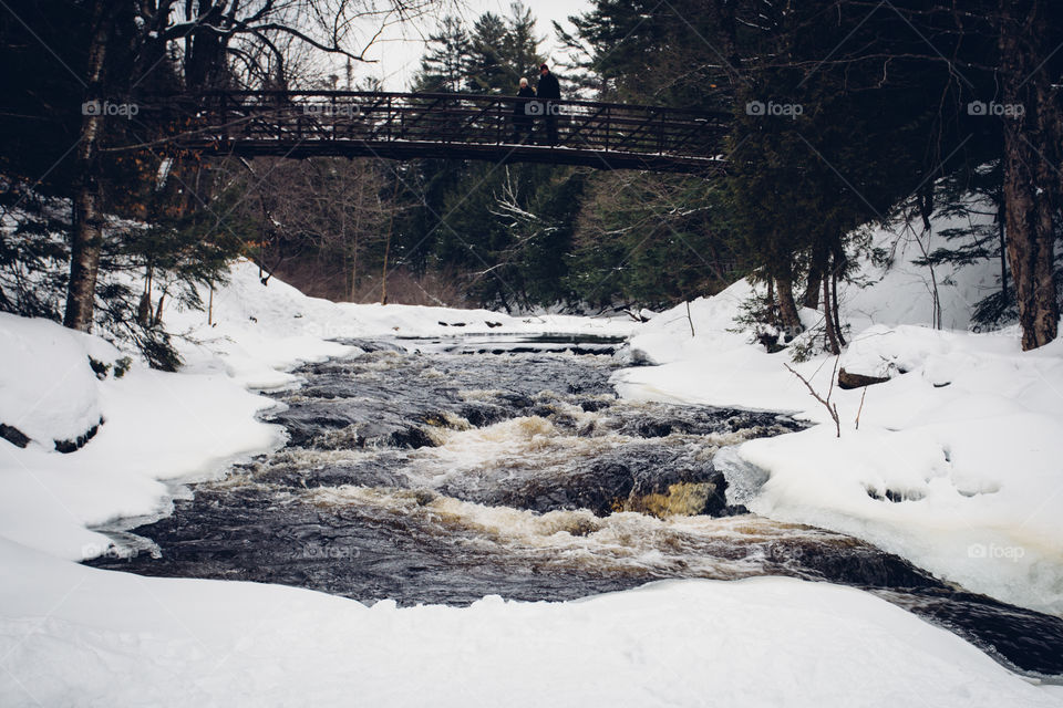 Stubb falls at arrowhead provincial park in Muskoka.  Water still strong despite being cold