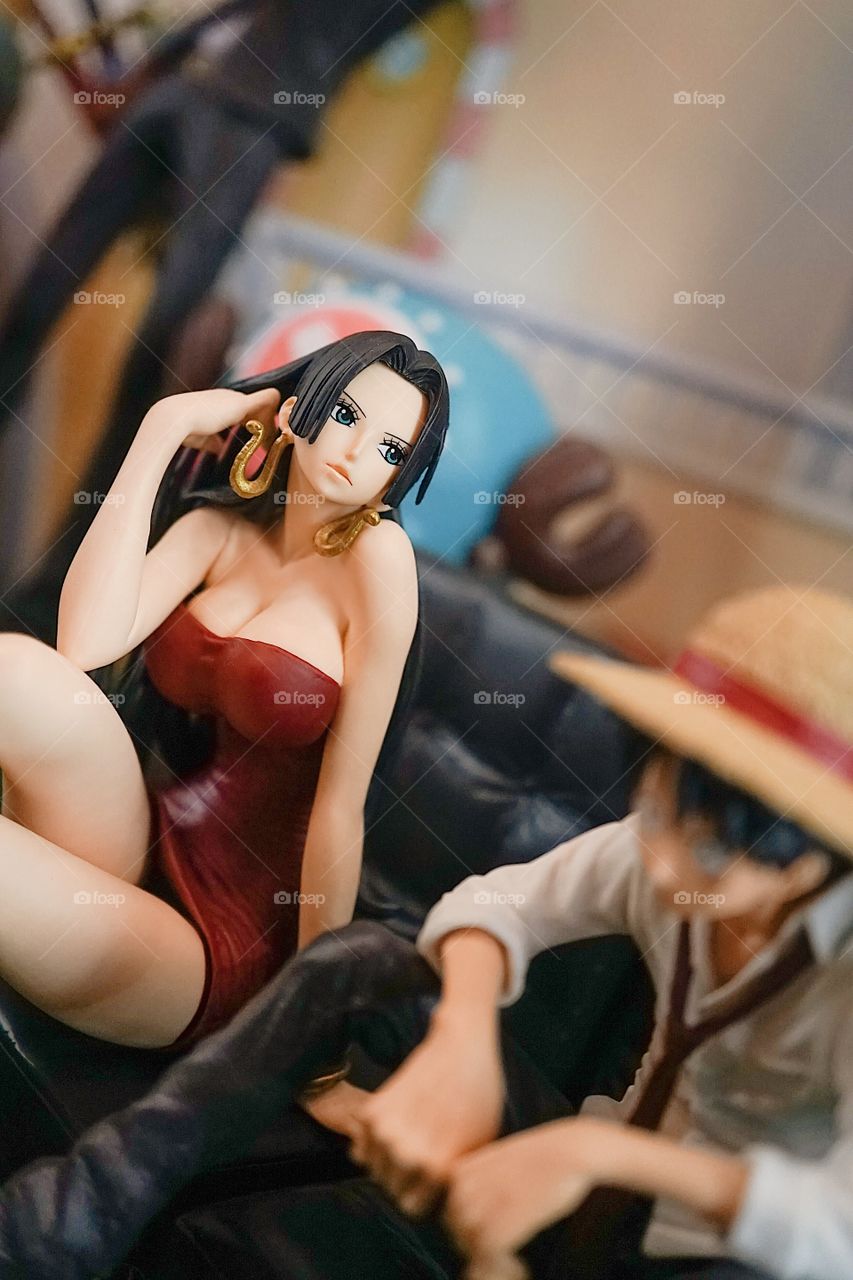 Bangkok, Thailand - February 24, 2018 : A photo of One Piece character Boa Hancock, 1 of the Gorgon sisters in her sexy dress. One piece is a very famous and successful Japanese animation and manga. Editorial use only.