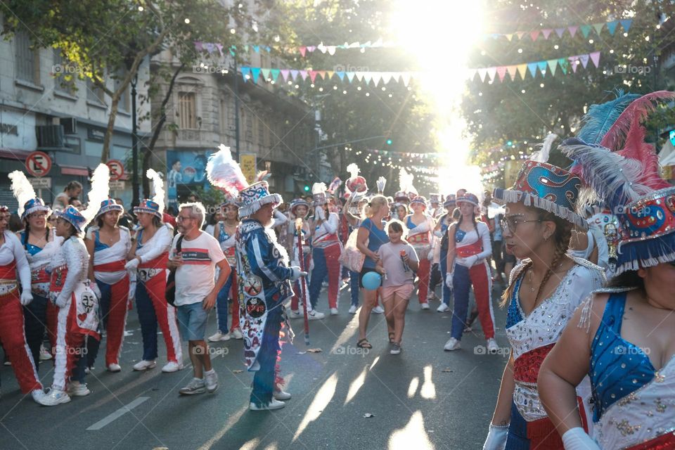 Buenos-Aires, 22.02.2022: Participants of carnival in Buenos-Aires on the street