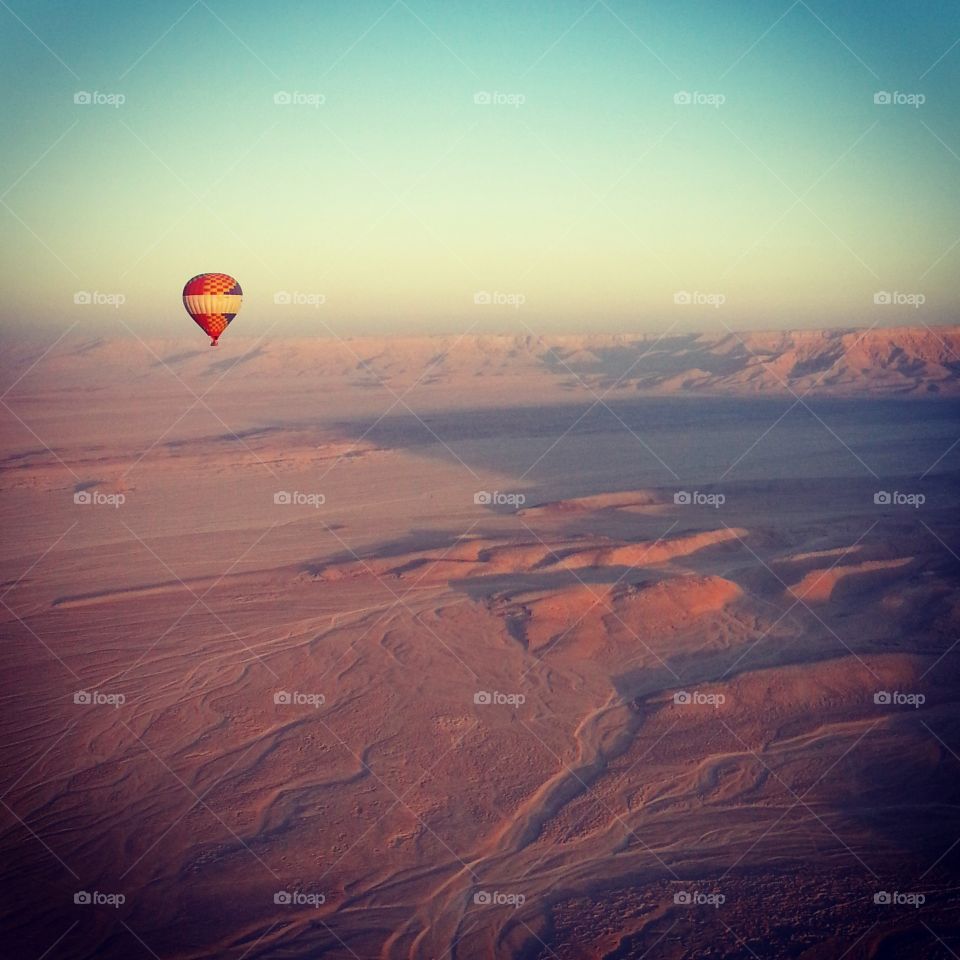 In Flight. Flying over the Valley of the Kings. Egypt.