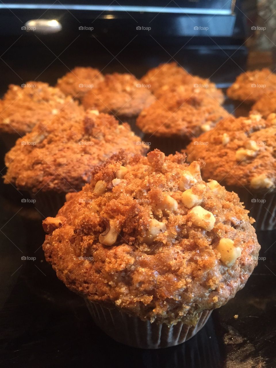 Oatmeal banana whole wheat muffin with walnuts