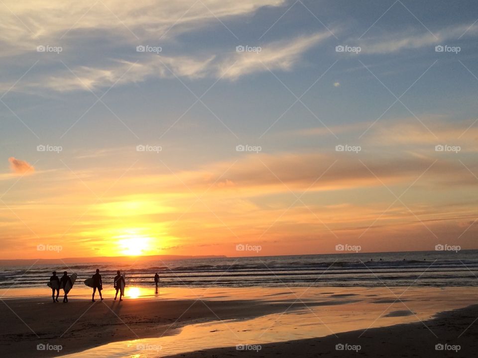 Time for a surf as the sun sets over gorgeous Devon 