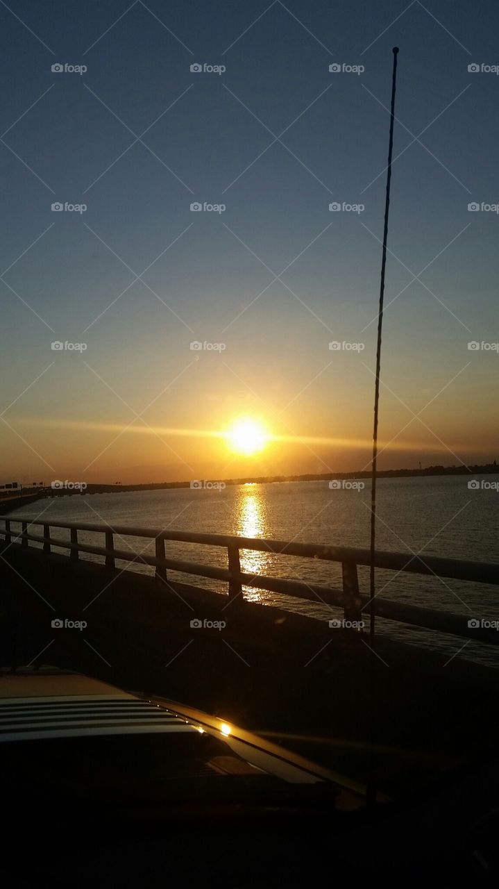 Sunset on a bridge