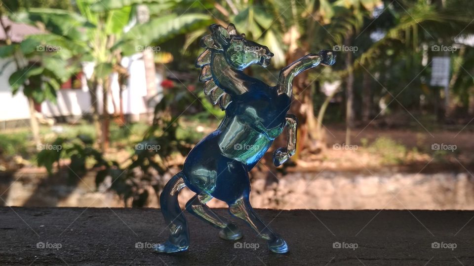 blue Glass toy horse