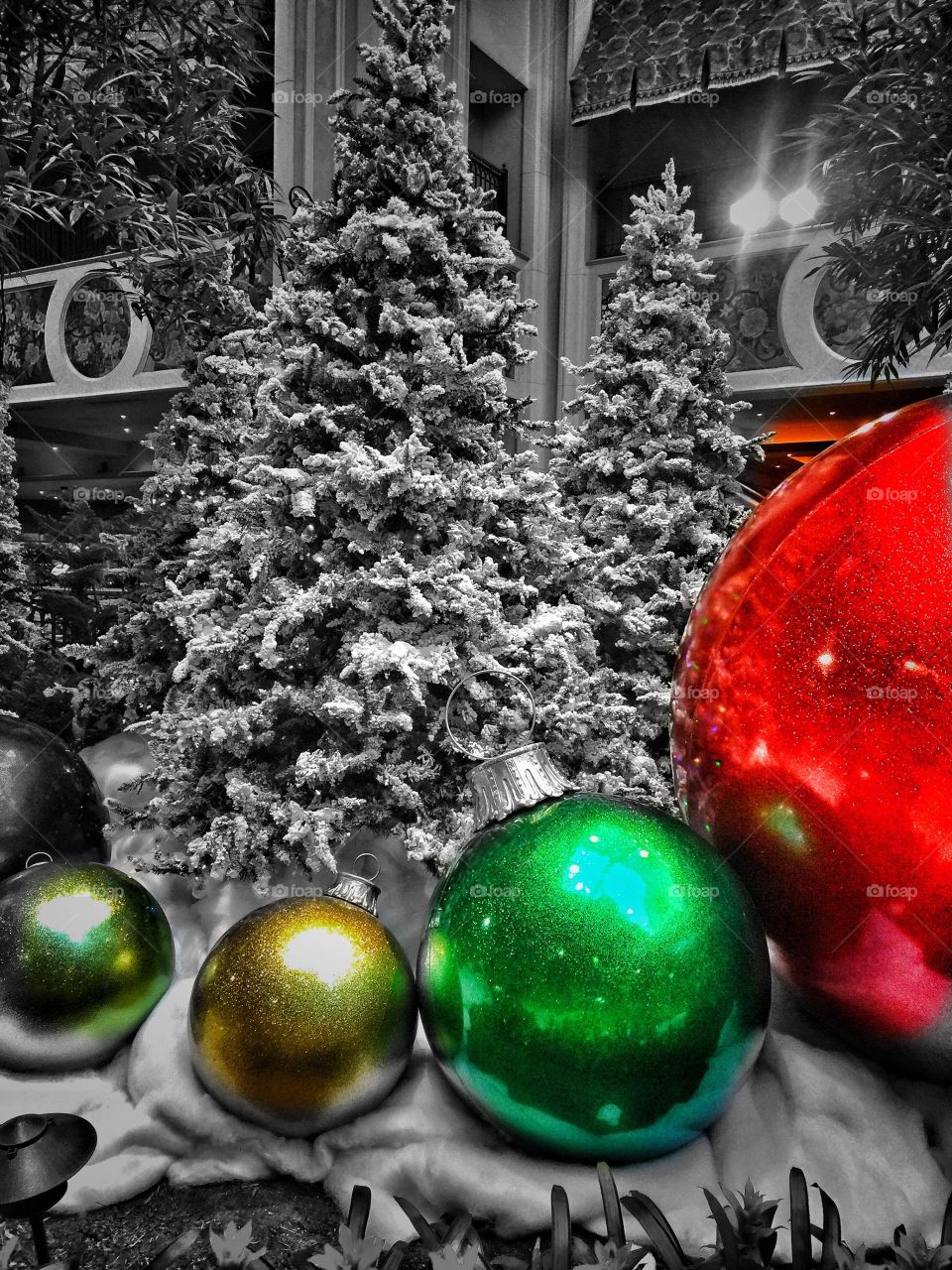 Close-up of christmas tree with bauble