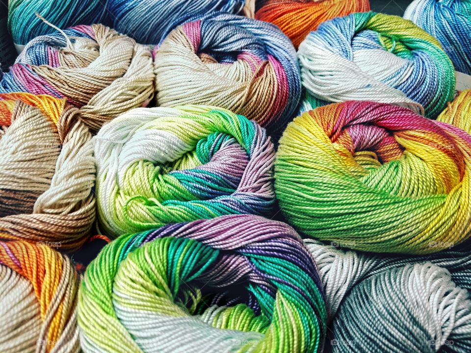 Multi colored of ball wool