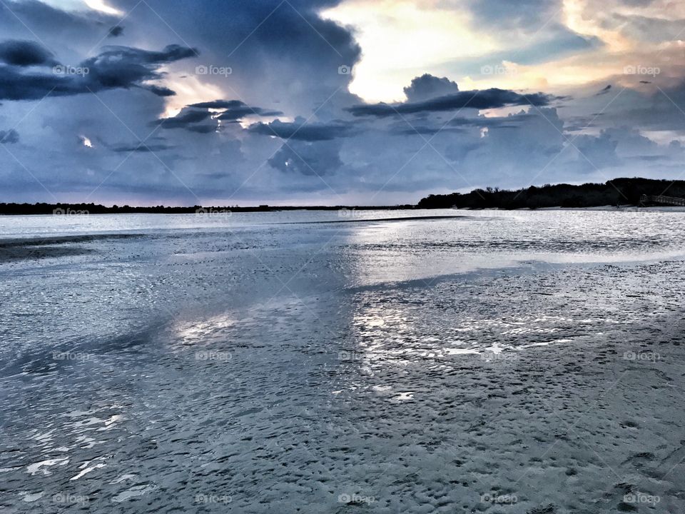 Shades of blue - scenic Matanzas Inlet at sunset
