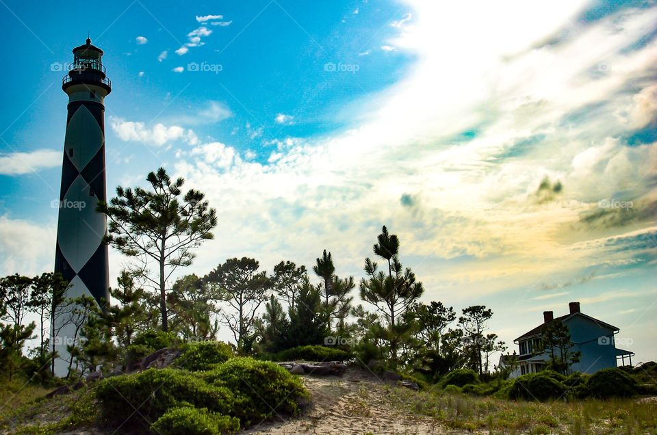 Lighthouse at cape lookout, outer banks North Carolina.