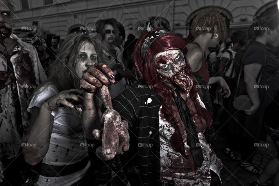 Zombie walk in Sweden. The undead took over the town of Malmö.