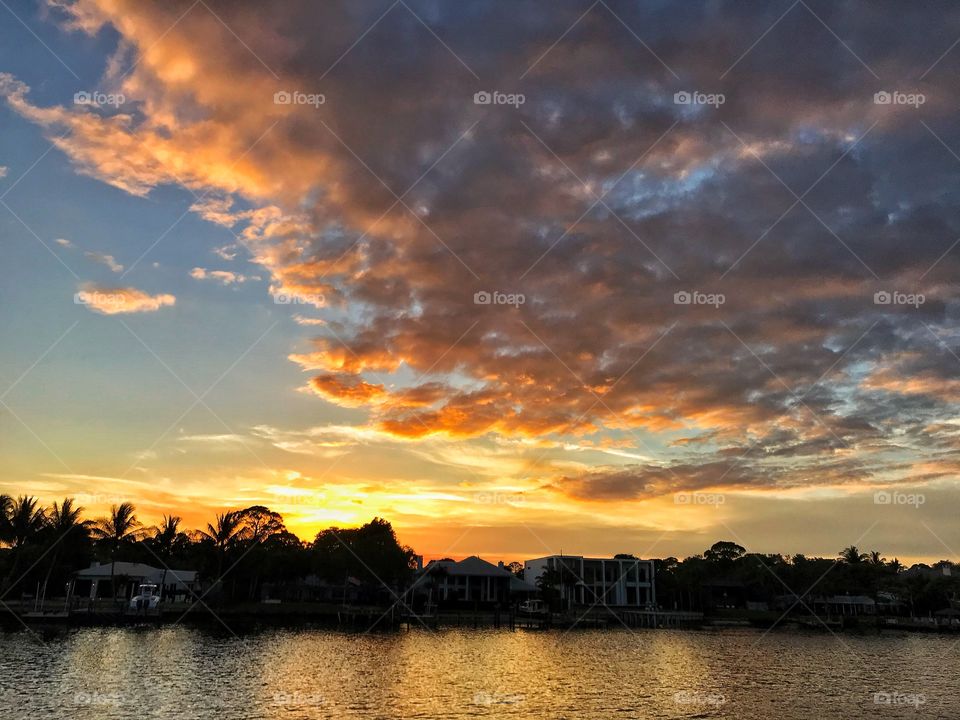 Sunset inner coastal waterway