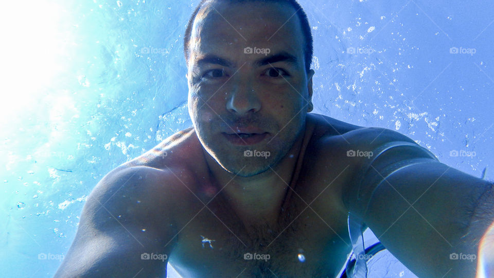 Man swimming in underwater