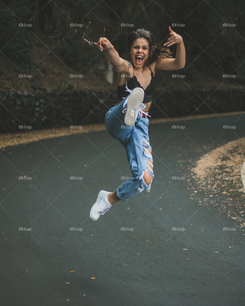 Happiness that Summer has arrived. Jumps of joy!