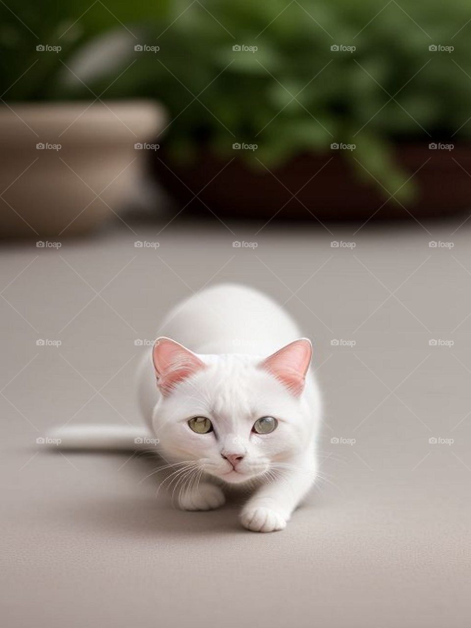 Beautiful white cat playing