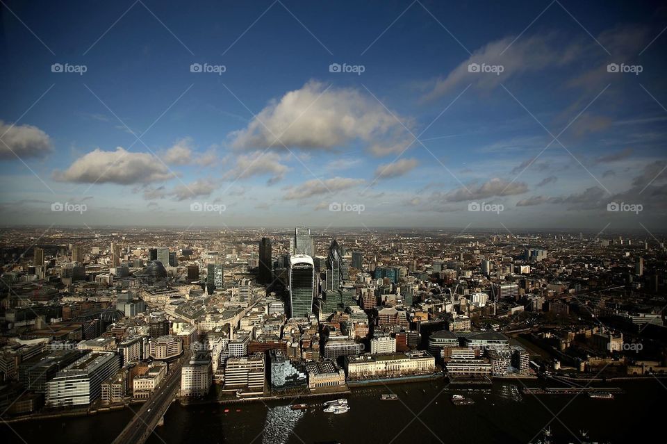 nice elevated city scape shot on a sunny day in london 