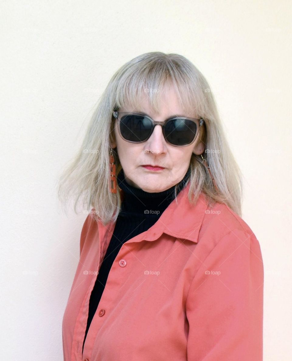 Older woman wearing sunglasses 