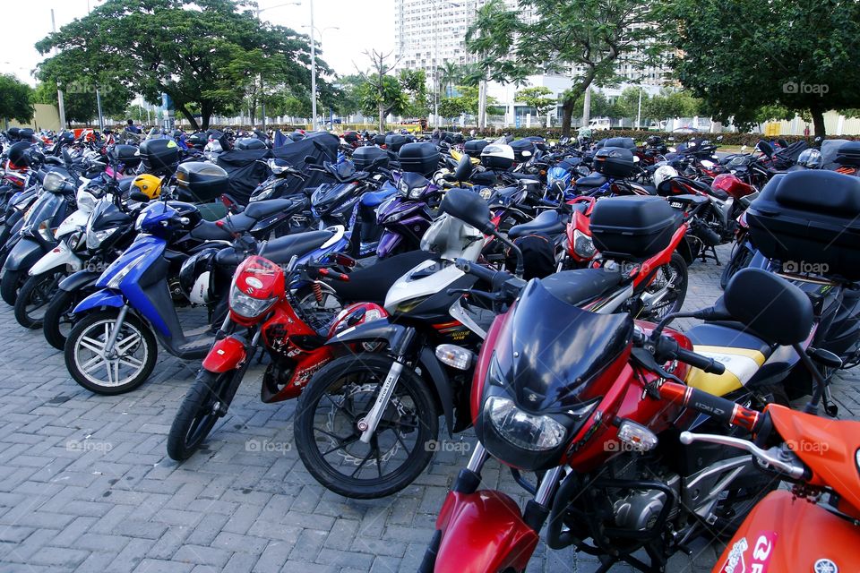 motorcycles in a parking lot