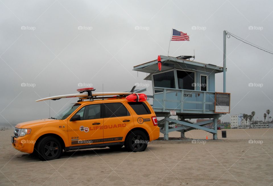 life guard in santa monica beach