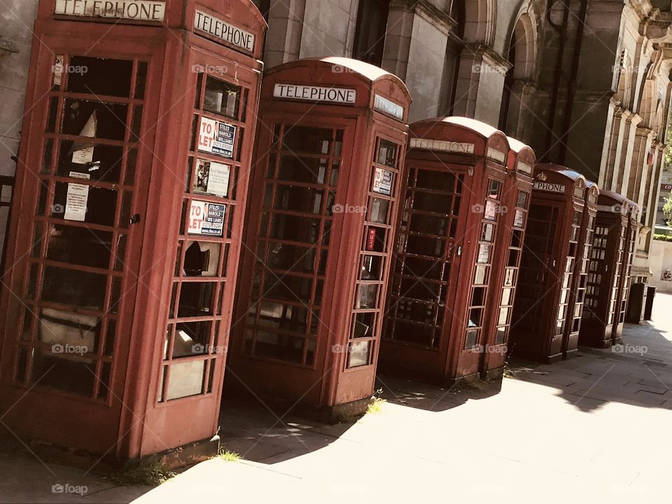 Red telephone boxes 