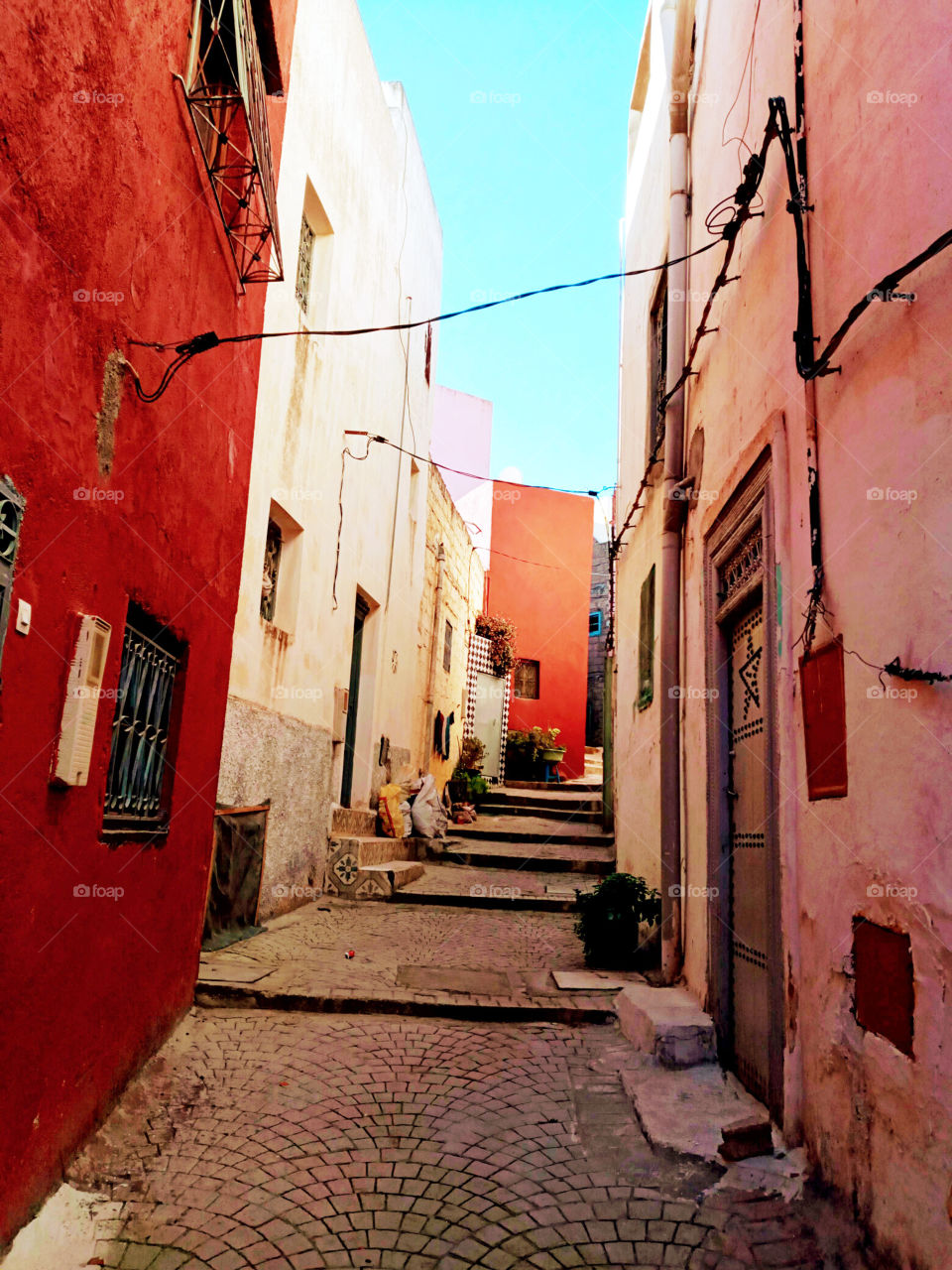 Old staircase on village Bhalil of morocco