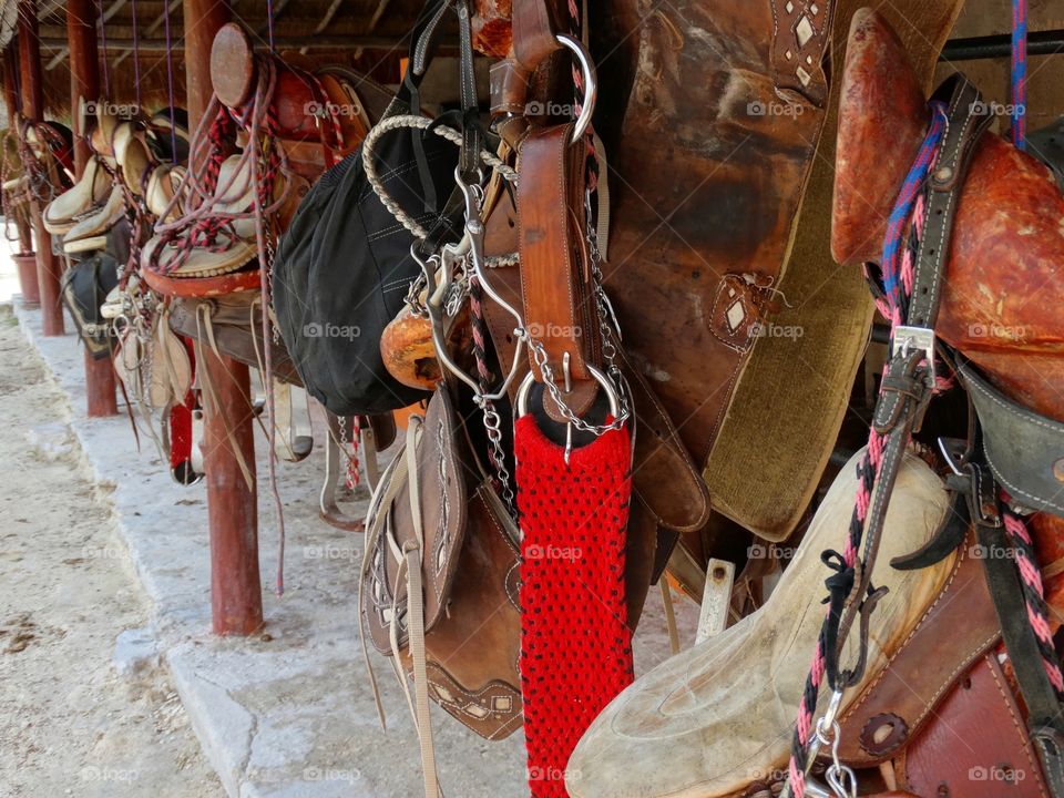 Leather Saddles And Stirrups