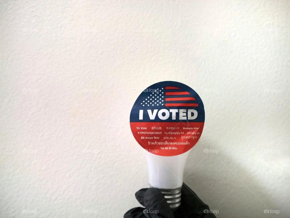 I voted sticker on a lightbulb.